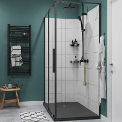 Paroi De Douche|GoodHome Paroi de douche fixe Ezili transparente profilé noir 90 cm