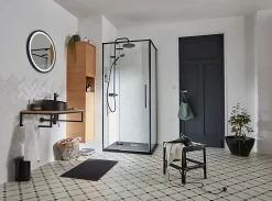 Paroi De Douche|GoodHome Paroi de douche fixe Ezili transparente profilé noir 90 cm