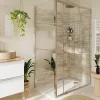 Paroi De Douche|GoodHome Paroi de douche fixe l.90 x H.195 cm, bandes miroir, profilés alu chrome, Ledava