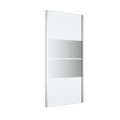Paroi De Douche|GoodHome Paroi de douche fixe l.90 x H.195 cm, bandes miroir, profilés alu chrome, Ledava