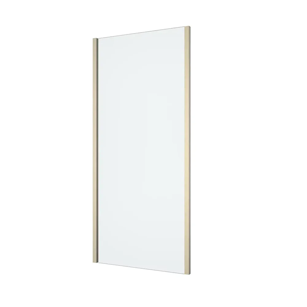 GoodHome Paroi de douche fixe l.90 x 195 cm, profilés alu finition doré brossé, Ledava