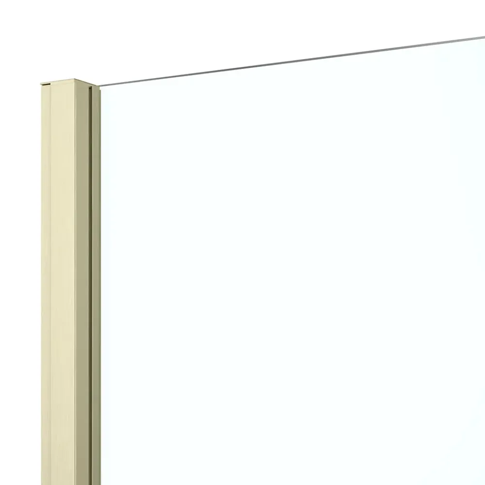GoodHome Paroi de douche fixe l.90 x 195 cm, profilés alu finition doré brossé, Ledava