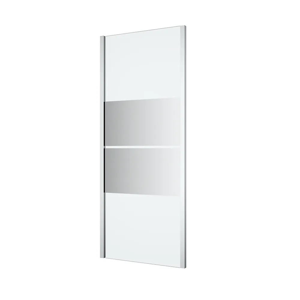 Paroi De Douche|GoodHome Paroi de douche fixe l.80 x H.195 cm, bandes miroir, profilés alu chrome, Ledava