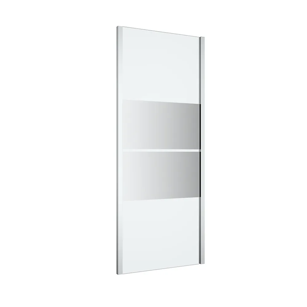 Paroi De Douche|GoodHome Paroi de douche fixe l.80 x H.195 cm, bandes miroir, profilés alu chrome, Ledava