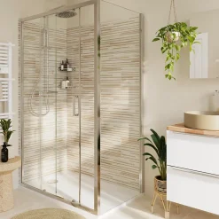 Paroi De Douche|GoodHome Paroi de douche fixe l.90 x H.195 cm, verre transparent, profilés alu chrome, Ledava