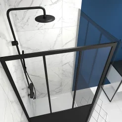 Paroi de douche fixe noir Galedo Fabrik transparent 80cm