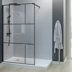 Paroi De Douche|Cuisibane Paroi de douche industrielle noire ATELIA 120 cm