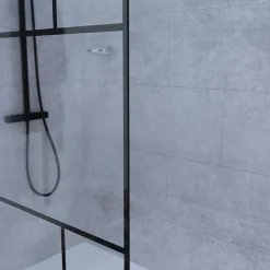 Paroi De Douche|Cuisibane Paroi de douche industrielle noire ATELIA 120 cm