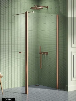 Otitec Paroi de Douche Italienne - 90 x 195 - SEPTIA CUIVRE BROSSE - Retour Pivotant 54 cm - Cuivre Brossé