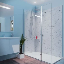 Cuisibane Paroi de douche italienne 100+40 x 200cm CALYPSO verre 8 mm avec volet pivotant