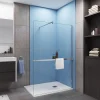 Paroi de douche italienne 140x200 cm - verre 8mm anticalcaire + barre fixation 90 cm avec pince + étagère de Douche alu 140 cm