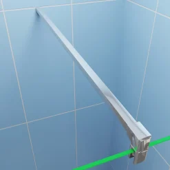Paroi de douche italienne 140x200 cm - verre 8mm anticalcaire + barre fixation 90 cm avec pince + étagère de Douche alu 140 cm