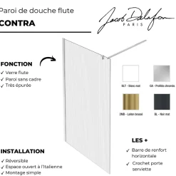 Paroi De Douche| Paroi de douche JACOB DELAFON Contra flute 100cm + kit profilé Chromé