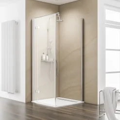 Schulte Paroi de douche latérale pour porte battante l.90xH.200cm, verre transparent anticalcaire 6mm, profilé chromé, MasterClass