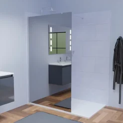 Cuisibane Paroi de douche miroir 120 cm MAORA - Verre 8 mm anticalcaire