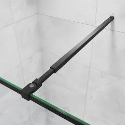 Paroi De Douche|AICA Sanitaire Paroi de douche noire 120x200cm paroi de douche à l'italienne verre anticalcaire avec barre de fixation noire 73-120cm en carré