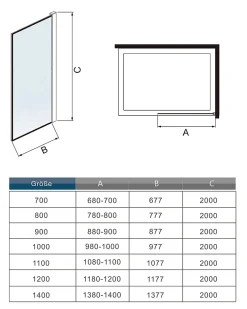 Paroi De Douche|AICA Sanitaire Paroi de douche noire 120x200cm paroi de douche à l'italienne verre anticalcaire avec barre de fixation noire 73-120cm en carré