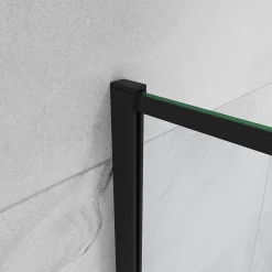 Paroi De Douche|AICA Sanitaire Paroi de douche noire 100x200cm paroi de douche à l'italienne verre anticalcaire avec barre de fixation noire 73-120cm en carré