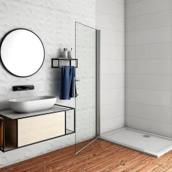 Paroi De Douche|AICA Sanitaire Paroi de Douche Pivotante - 6 mm Verre Anticalcaire - 66 x197 cm - installer réversible - alu Chrome
