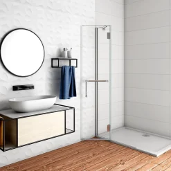 Paroi De Douche|AICA Sanitaire Paroi de Douche Pivotante - 8 mm Verre Anticalcaire - 100 x190 cm avec Porte-Serviette Intégré - alu Chrome