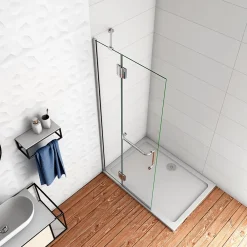 Paroi De Douche|AICA Sanitaire Paroi de Douche Pivotante - 8 mm Verre Anticalcaire - 100 x190 cm avec Porte-Serviette Intégré - alu Chrome