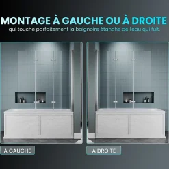 Paroi De Douche Pliante 130x130cm SIRHONA Porte de douche , Pare Baignoire 3 volets