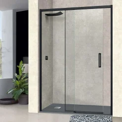 Porte De Douche|Superban Paroi de douche porte coulissante DROITE en verre ép 6mm L160/164xH195 cm - profilé noir mat - Vézannes 2P