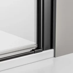 Bernstein Paroi de douche Profil noir mat 88x195cm en verre 6mm, Cabine de douche niche encastrée 2 portes battantes - NT218
