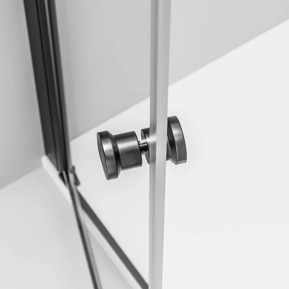 Bernstein Paroi de douche Profil noir mat 88x195cm en verre 6mm, Cabine de douche niche encastrée 2 portes battantes - NT218