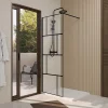 Aurlane Paroi de Douche Serigraphie Briques 70x195cm - Verre Anticalcaire 8mm - Profilé Noir Mat