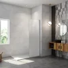 Paroi de douche verre trempé sérigraphié Brume en 8 mm verre - 50 x 200 cm - Profilés chrome et Intimité & élégance