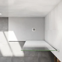 Paroi de douche verre trempé sérigraphié Brume en 8 mm verre - 50 x 200 cm - Profilés chrome et Intimité & élégance