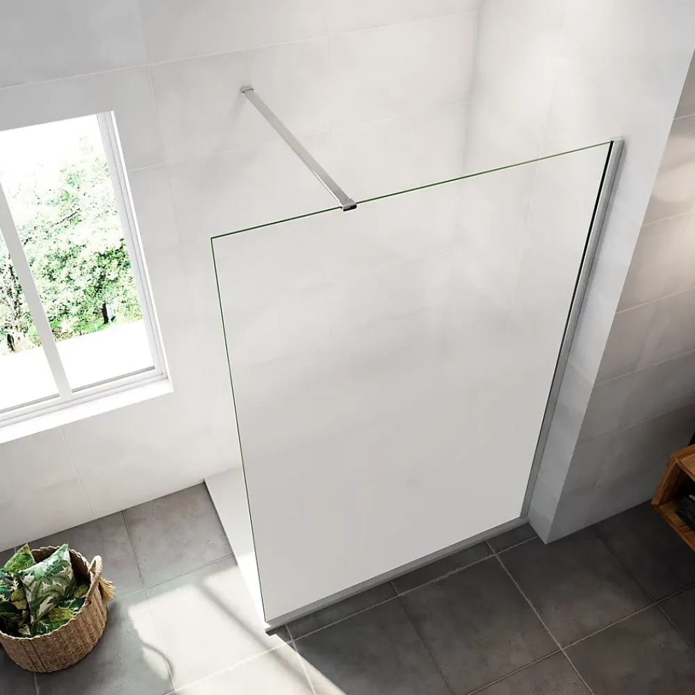Paroi De Douche| Paroi de douche verre trempé sérigraphié Brume en 8 mm verre - 120 x 200 cm - Profilés chrome avec barre de fixation 90cm