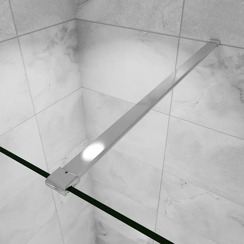 Paroi De Douche| Paroi de douche verre trempé sérigraphié Brume en 8 mm verre - 120 x 200 cm - Profilés chrome avec barre de fixation 90cm