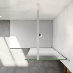 Paroi De Douche| Paroi de douche verre trempé sérigraphié Brume en 8 mm verre - 90 x 200 cm - Profilés chrome avec barre de fixation 90cm
