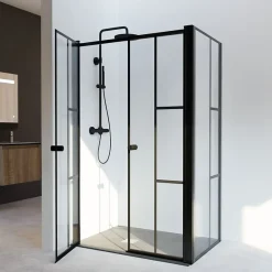 Porte De Douche|Cuisibane Paroi de douche verrière d'angle pivotante ATELIA double battant 120 cm x 80 cm