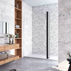 Paroi De Douche|AICA Sanitaire Paroi de douche volet pivotant noir - seul pour paroi de douche à italienne - 8mm verre anticalcaire - 30x200 cm