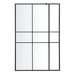 Paroi de douche walk in et volet verre transparent profilé noir 90 + 28 cm, GoodHome Ahti
