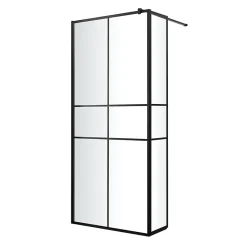 Paroi de douche walk in et volet verre transparent profilé noir 90 + 28 cm, GoodHome Ahti
