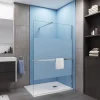 Paroi De Douche| Paroi de douche 120x200 cm - 8mm verre trempé bande dépoli + barre extensible 73-120 cm + Étagère de Douch 120 cm