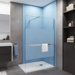 Paroi De Douche| Paroi de douche 120x200 cm - 8mm verre trempé bande dépoli + barre extensible 73-120 cm + Étagère de Douch 120 cm