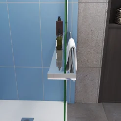 Paroi De Douche| Paroi de douche 120x200 cm - 8mm verre trempé bande dépoli + barre extensible 73-120 cm + Étagère de Douch 120 cm