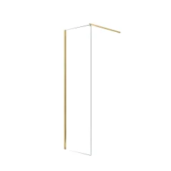 Aurlane Paroi de Douche 50x195 cm en Verre Trempé 5 mm - Finition Or Brossé - GOLD ELEMENTARY