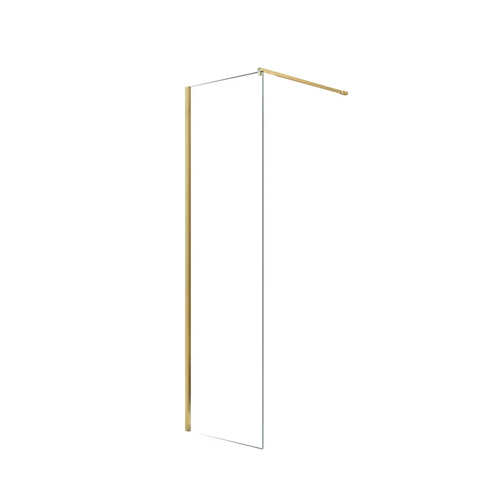 Aurlane Paroi de Douche 50x195 cm en Verre Trempé 5 mm - Finition Or Brossé - GOLD ELEMENTARY