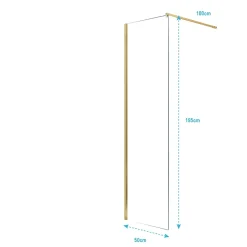 Aurlane Paroi de Douche 50x195 cm en Verre Trempé 5 mm - Finition Or Brossé - GOLD ELEMENTARY
