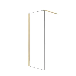 Paroi De Douche|Aurlane Paroi de Douche 70x195 cm en Verre Trempé 5 mm - Finition Or Brossé - GOLD ELEMENTARY