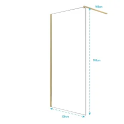 Aurlane Paroi de Douche 100x195 cm en Verre Trempé 5 mm - Finition Or Brossé - GOLD ELEMENTARY
