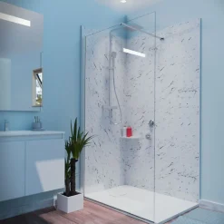 Paroi De Douche|Cuisibane Paroi de douche 110x200 cm fixe CALYPSO - Verre 8 mm anticalcaire