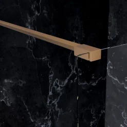Paroi De Douche|Essebagno Paroi de douche 120x200 cm verre anticalcaire 6mm avec barre de fixation en aluminium Cuivre Brossé