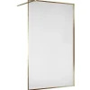 Paroi De Douche|Essebagno Paroi de douche 120x200 cm verre anticalcaire 6mm avec barre de fixation et cadre complet en aluminium Or Brossé Square